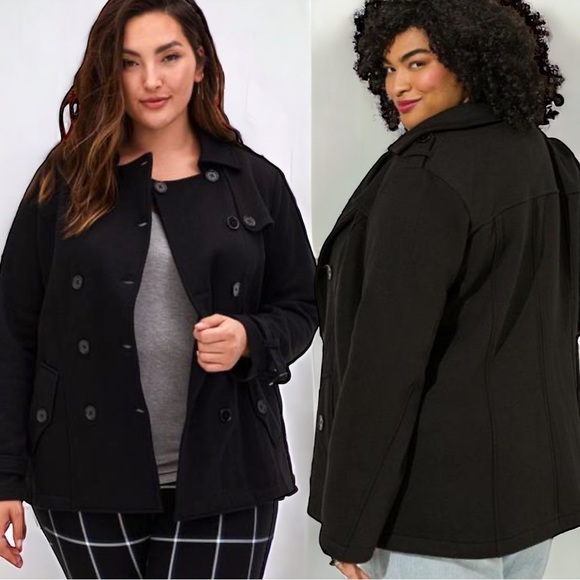 Torrid Black Fleece Peacoat Jacket Sizes: 1 1XL NEW - Picture 4 of 16